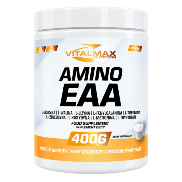 Amino EAA Aminokwasy Egzogenne | 400g Naturalne lub Smakowe Amino EAA Aminokwasy Egzogenne | 800g Naturalne lub Smakowe