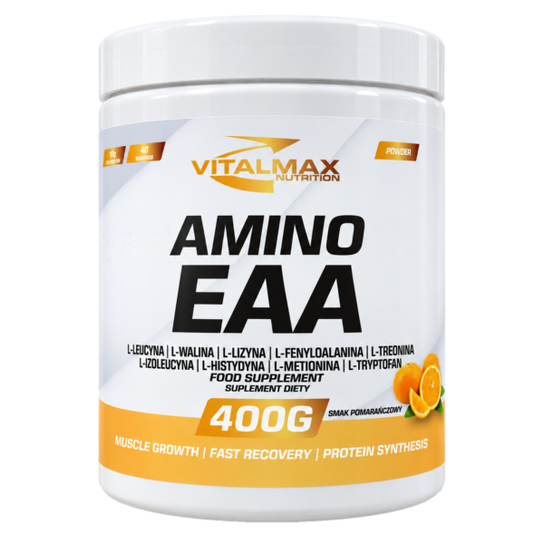 Amino EAA 400g Pomaranczowy Amino EAA Aminokwasy Egzogenne | 800g Naturalne lub Smakowe
